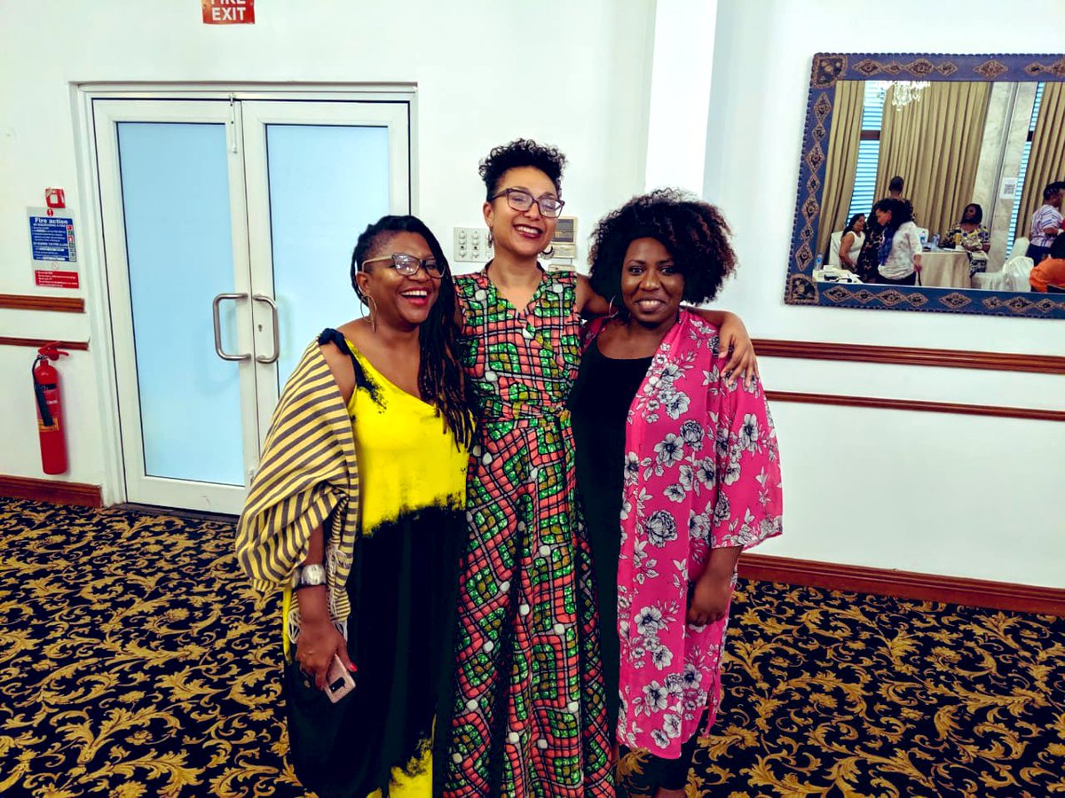 fatimahkelleher's tweet photo. #AFMA2019 closed today-four days of #afrifem fire that I'm blessed to have been a part of here in Accra. Honoured to have co-facilitated Days 1 & 2 with @nangabe and @SophieEfange on macroeconomic policy across range of sub areas. Feeling fortified. #femonomics #economicjustice https://t.co/bNShTdqHEs