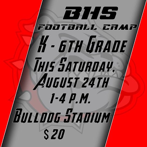 BrandonBulldogs's tweet photo. Kids Football Camp Information https://t.co/kQCkdnb8I2