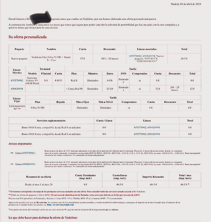 daviddecoz's tweet photo. @vodafone_es llevo desde el 9 de abril con esta oferta, aún no se me aplicó el descuento en las facturas ni me enviaron el móvil que compré, llevo más de 20 horas de llamadas y nadie me soluciona. @consumidores @facua que debo hacer ? https://t.co/N5zubWL4SY