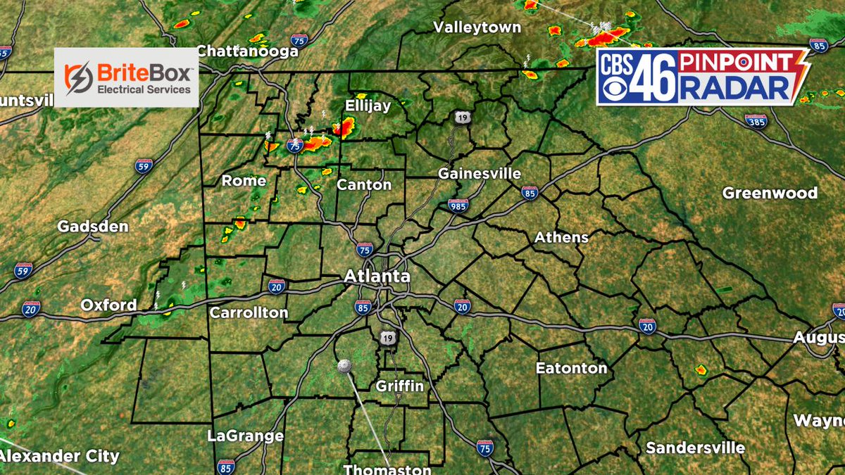 JenValdezTV's tweet photo. Happy Thursday! No rain in Atlanta right now, but showers and storms are popping over Northwest and West Georgia. That changes tomorrow... as more rain moves in. The latest now @CBS46 #Thursday #ChangesOnTheWay https://t.co/oGqmVkmIrT
