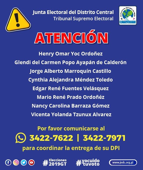 Si alguien conoce a estas personas por favor decirles que sus DPI pueden recuperarlos. #JEDC2019 #Elecciones2019GT