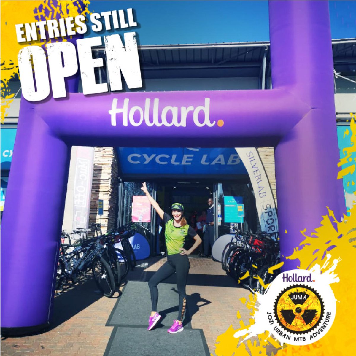 Did you know you can still enter the #HollardJUMA2019 at Cycle Lab in Fourways today until 6pm or at Marks Park on Sun between 6am – 7am?