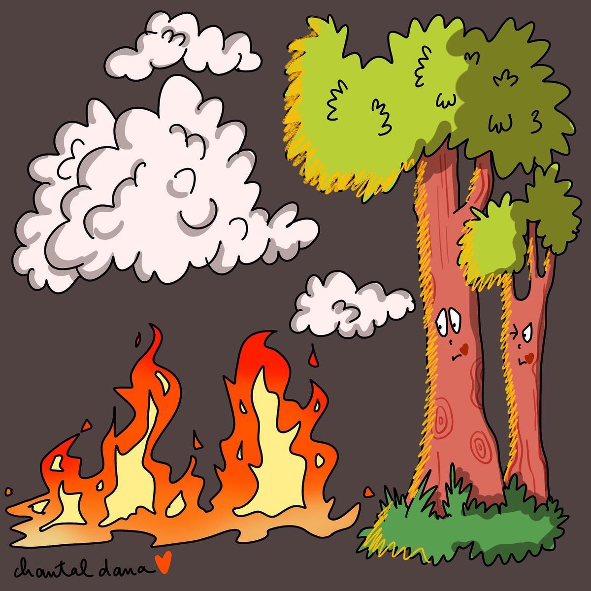 Les arbres brûlent en Amazonie... we need to wake up ! Le futur dépend de nous!
—-
#prayforamazonia #amazonrainforest #brazil #WakeUp  #chantaldanaart