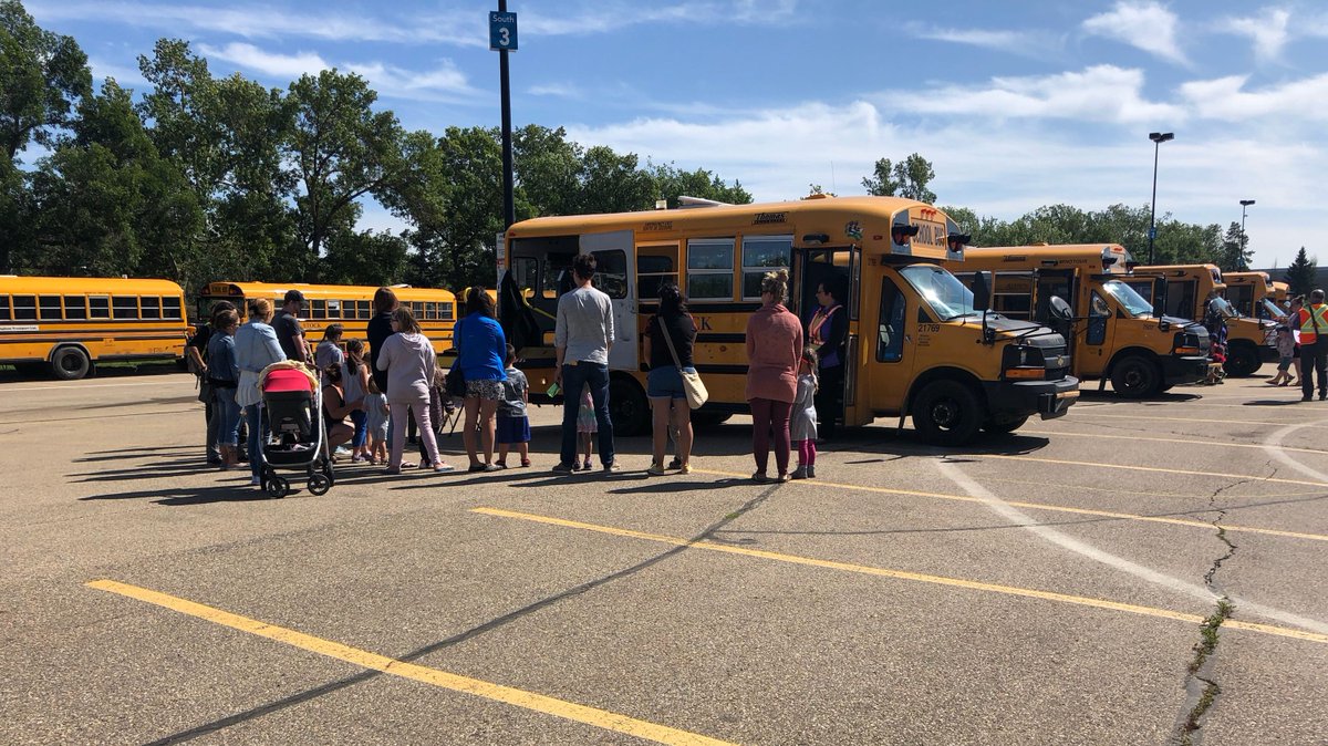 EPSBNews's tweet photo. Thanks to all the families who joined us at the First Riders event in #yeg today! These students can head back to school confident in their bus-safety knowledge. #EPSB https://t.co/jBi3NGIpPI