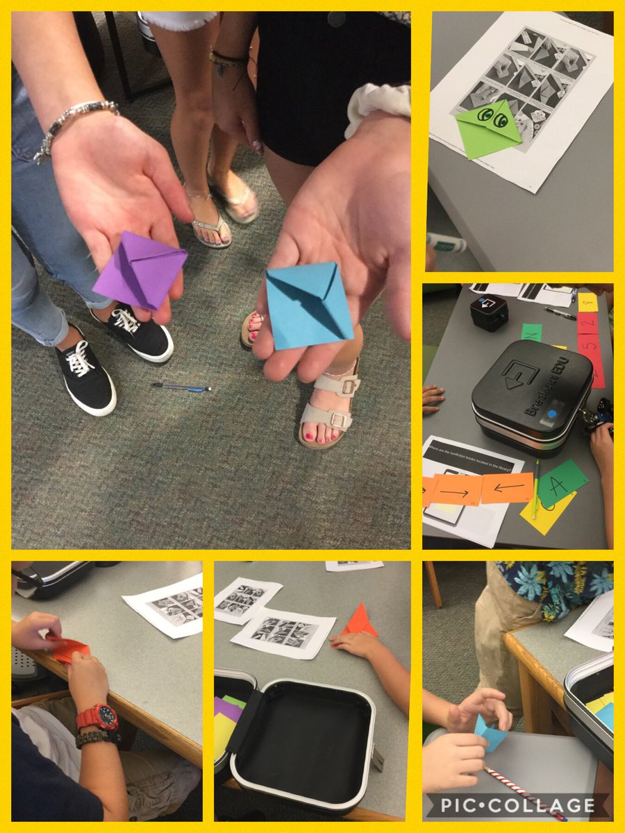 AmandaBistline's tweet photo. And inside our @breakoutEDU box??  An origami project!  These students successfully “broke out” AND completed the first makerspace projects of the year!  Yahoo! https://t.co/660SAeklOa