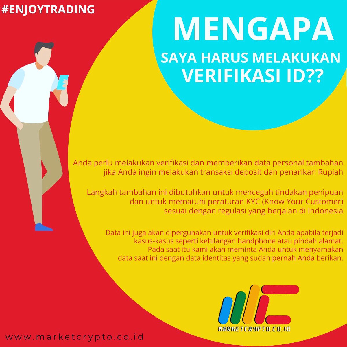 MC_Exchange's tweet photo. Simple nya Verifikasi id memudahkan kalian untuk Withdrawl IDR, sampai sini paham yah? 😁 

Buruan Verifikasi Akun kamu... Nikmati Withdrawl yang ga pake lama.. 😎 

Sign Up Now : https://t.co/L6TzQOM61s

#enjoytrading https://t.co/Cmvf29FMtw