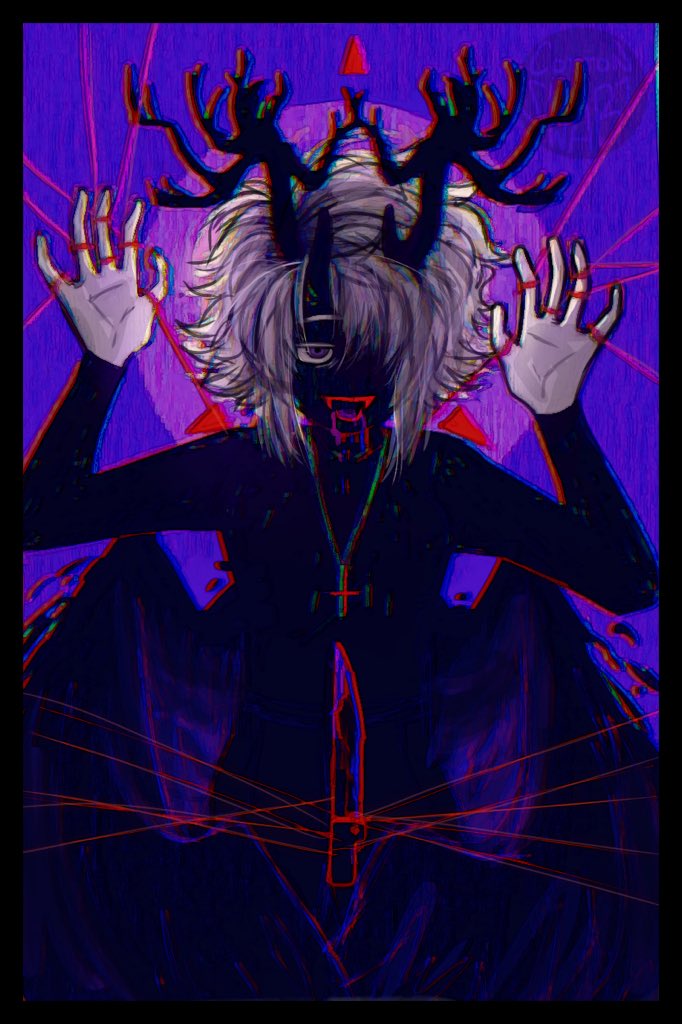 Cottonyuu's tweet photo. Gift art for bunnyhype/ on Instagram! really fell in love with their character for no reason huh 😳 <3 #gore #dark #darktheme #demon #devil #windego #knife #knifes #notmyoc #myartwork https://t.co/wBiQPGw0aP