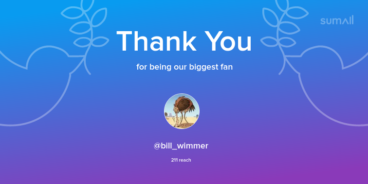 Our biggest fans this week: bill_wimmer. Thank you! via sumall.com/thankyou?utm_s…