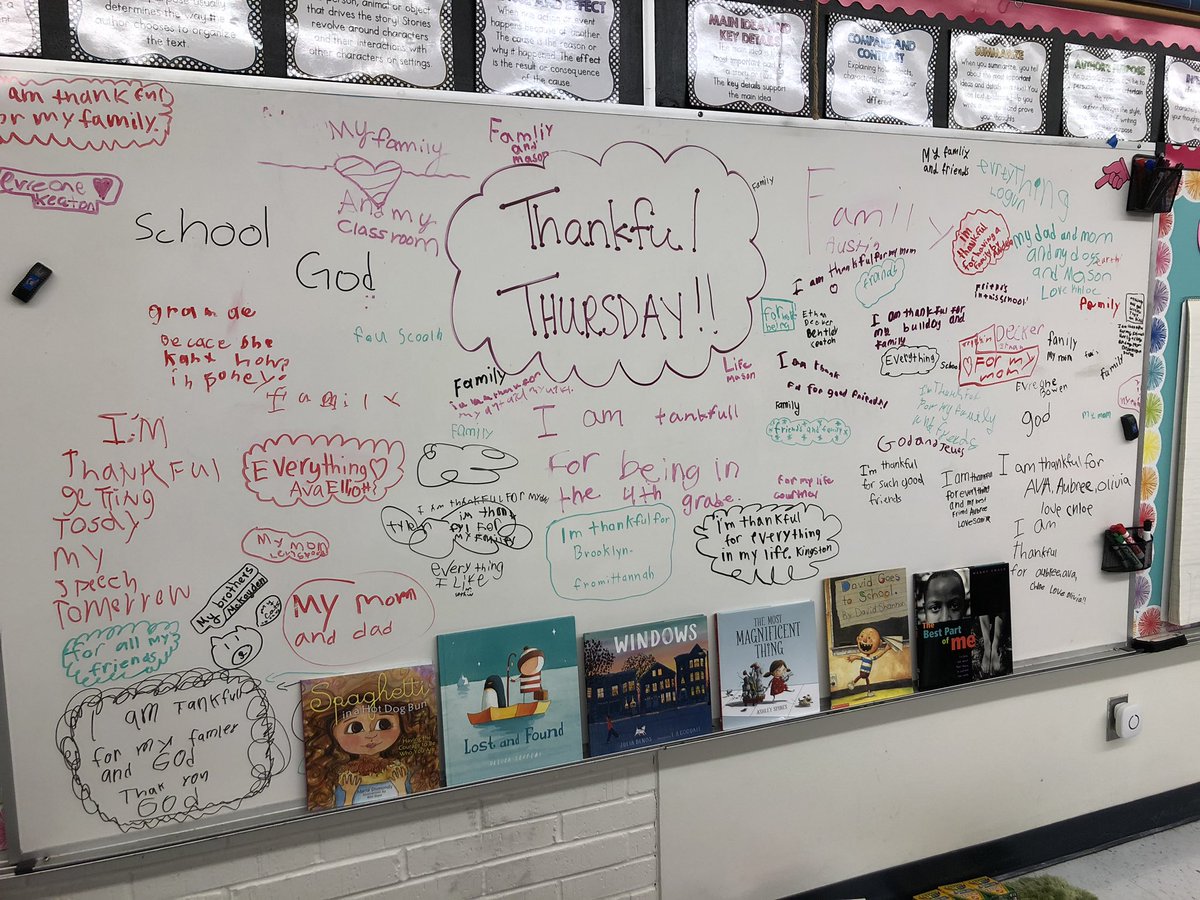 We did a little #ThankfulThursday today and also finished day 6 of #classroombookaday! <a href="/jagsofjefferson/">Jefferson Elementary</a> #bebold #iamwfisd #jagtweet #betheone