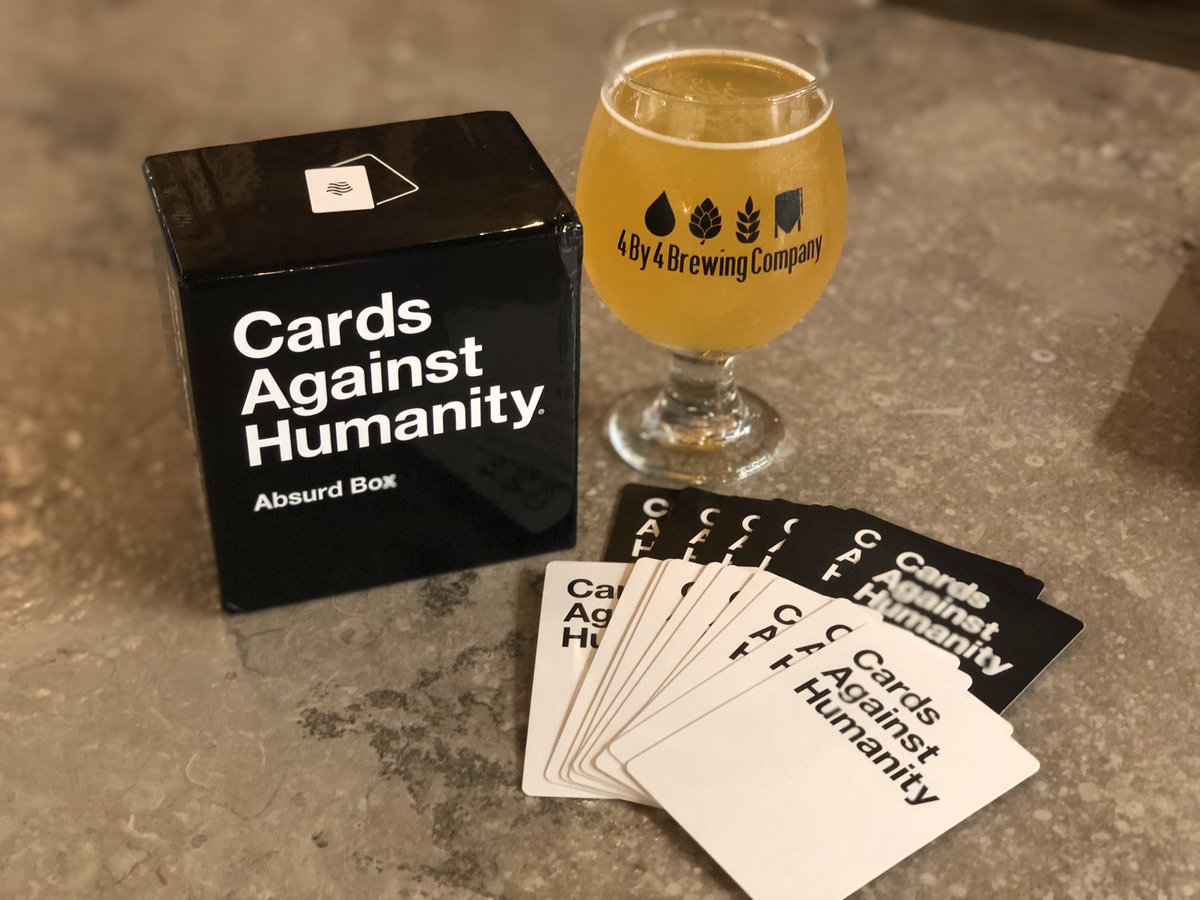 4by4Galloway's tweet photo. Beers against humanity is TONIGHT!
8-10pm - Adults Only!
Teams can be any amount and amazing prizes will be up for grabs. Come enjoy a crazy night with owners of 4 By 4 and Uli from The Real State Podcast!
#beersagainsthumanity #gamenight #absurdbox #cardsagainsthumanity https://t.co/vFYcmR3Vm2