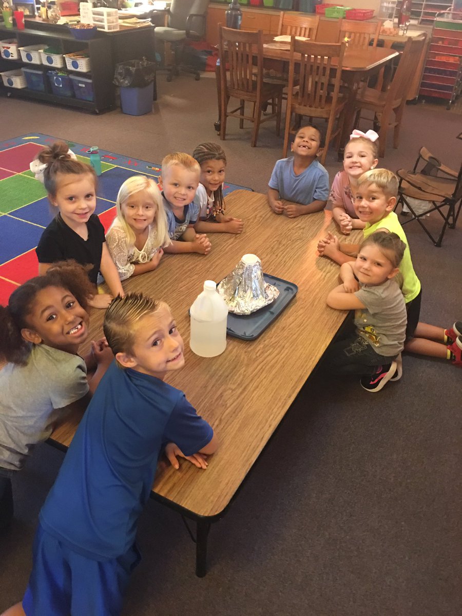 SusanPotters5's tweet photo. We read Volcano Mouth today and practiced raising our hand and waiting to be called on...then we needed to see a volcano erupt @ClintonMoCards @HenryElementary https://t.co/P9uRUOdVBh