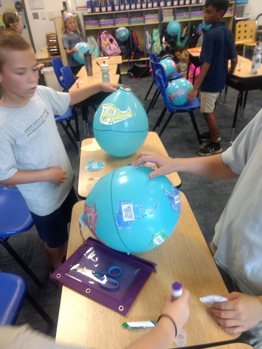 karlasanders73's tweet photo. My Disney Darlings were busy today making balloon globes to help us remember our continents and oceans... We love learning while doing hands-on activities! 
#3rdgradeisfun
@karlasanders73 
@PLPLowerSchool https://t.co/389D739W6A
