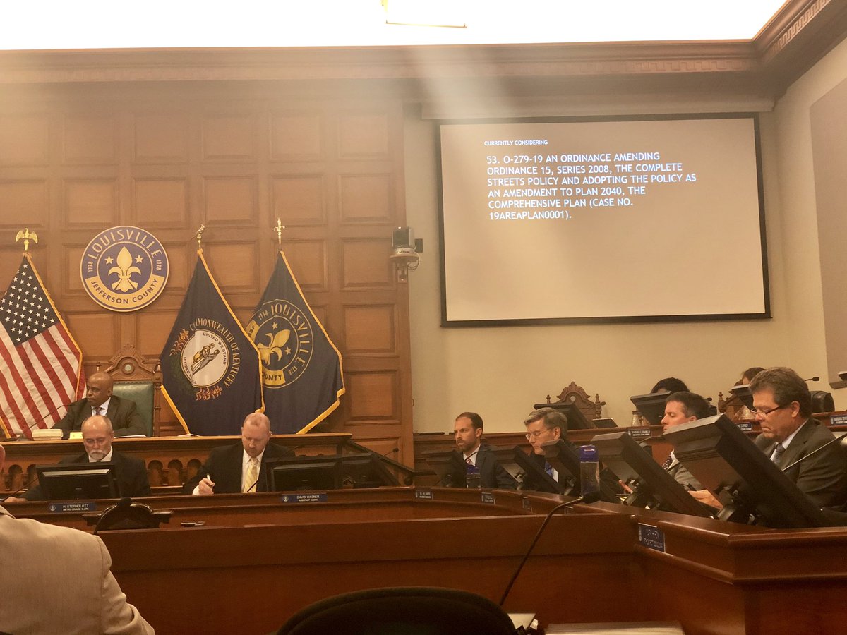 CompleteStLou's tweet image. Louisville Metro Council now discussing @CouncilmanJames #completestreets ordinance!