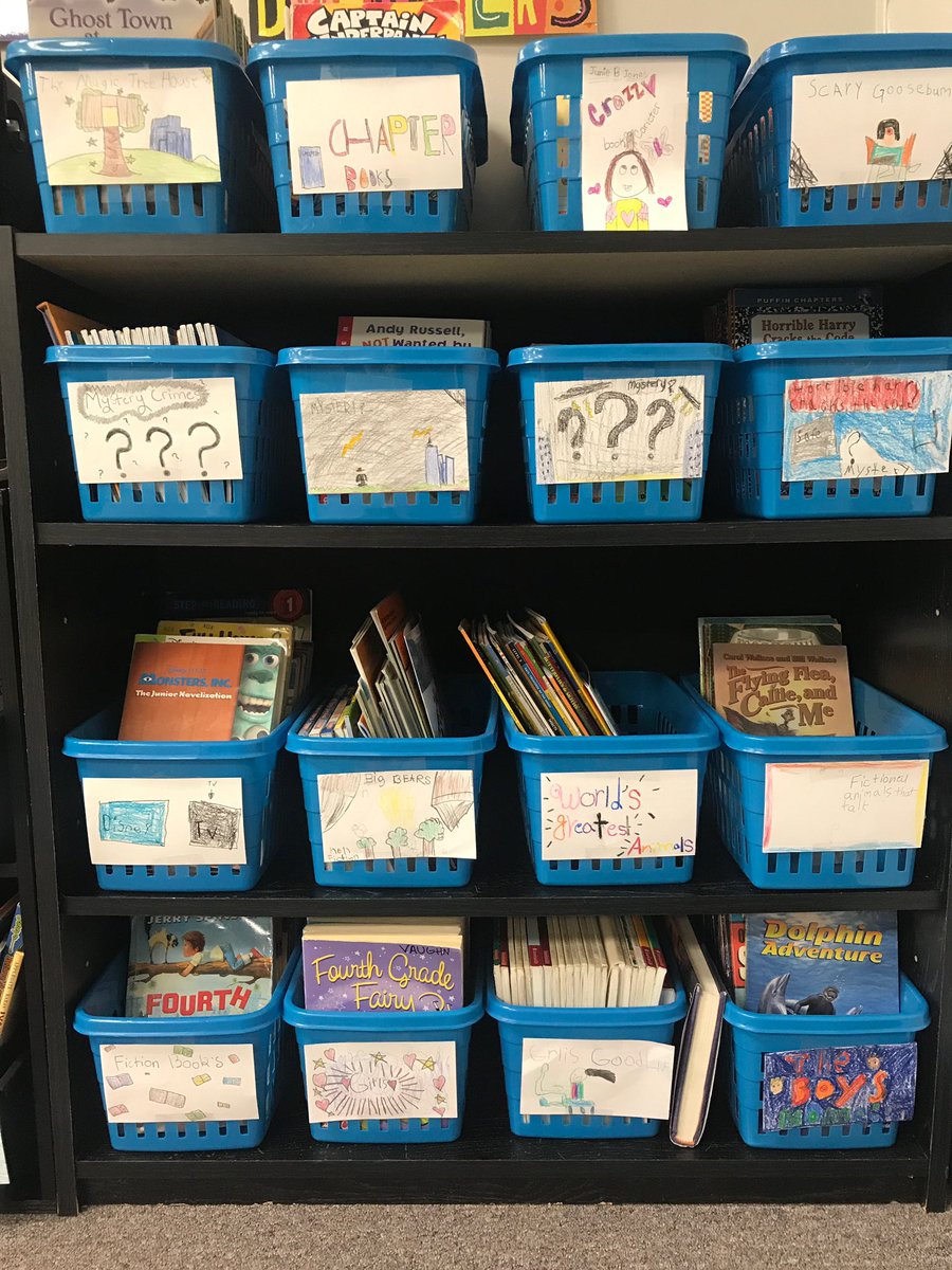Kiana_UG's tweet photo. This is a library that belongs to kids!!  @MsSmith3rdSES class sorted the books in their class library and made labels for each bin. 😍 #ownership #sesconnects https://t.co/yQjafXIcsD