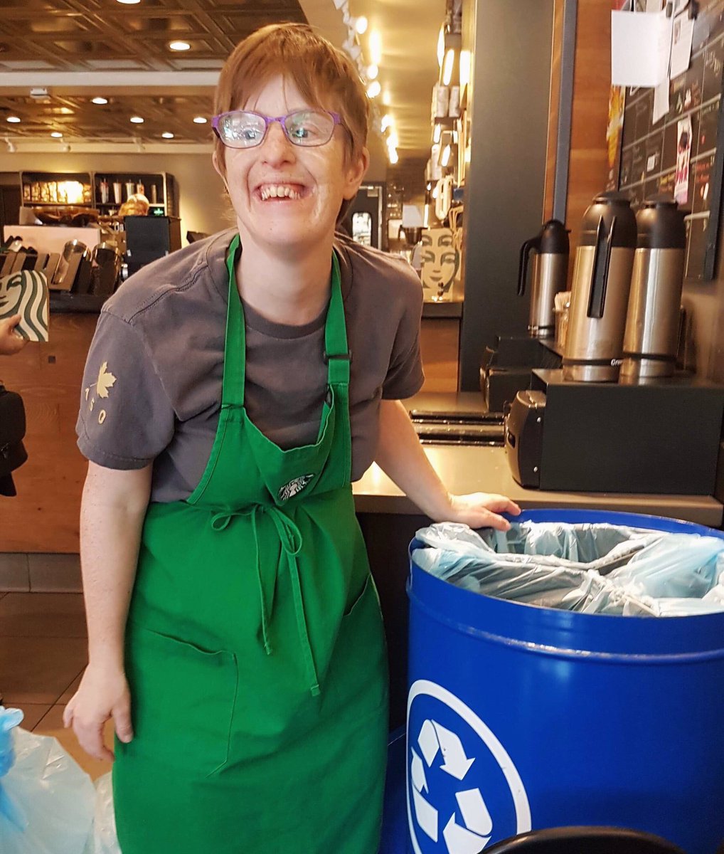 Go Jo Go! 🤗 Joanna has been working at @StarbucksCanada since last September. Congrats on all your hard work and your upcoming work anniversary Joanna! #inclusion #diversity #yyjjobs #happy
