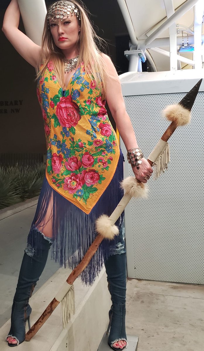 kellymccabe78's tweet image. Warrior Women Wear✨Designs by: Brenda Wahnee #ladywarrior #Nativemodel #princesswarrior #denimboots #gypsywoman