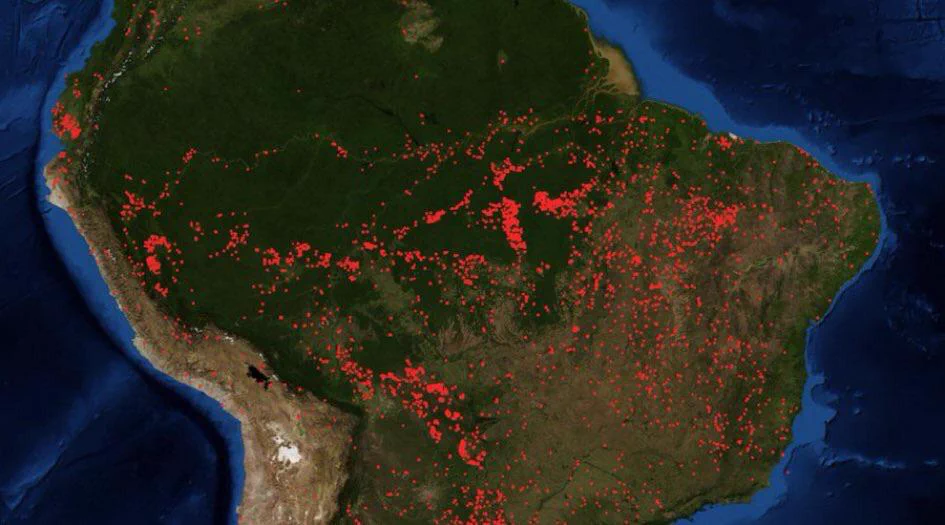 アマゾン熱帯雨林の地図で赤いところは全て人の手で焼きはらわれた火災地だった？！
