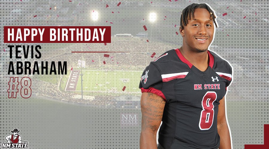 NMStateFootball's tweet photo. Guess whose birthday is today.... big happy birthday to #8, @trapAvillieTre 🎉

Counting down the days till Washington State 📍🏈

#AggieUp https://t.co/ifU9KYjIY5