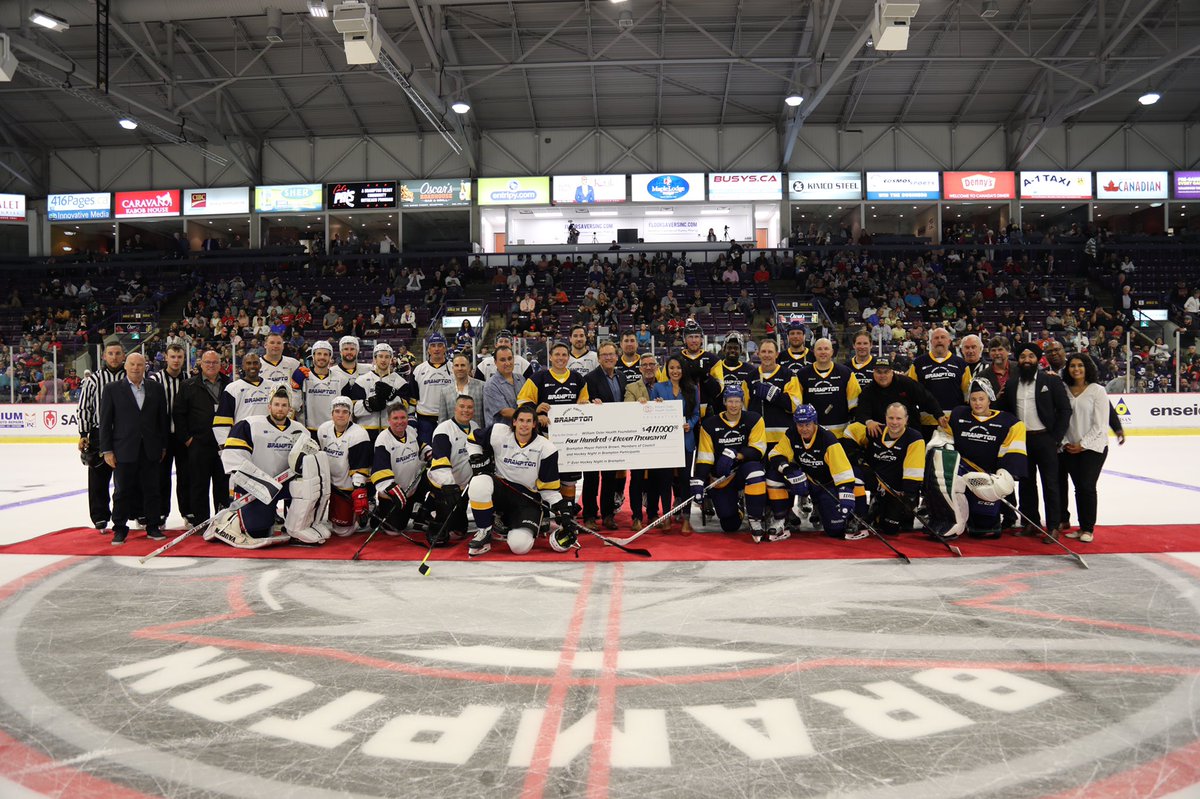patrickbrownont's tweet photo. Thank you #Brampton! Together, we raised a record $411,000 for new cardiac equipment at Brampton Civic Hospital. Special thanks to our captains @MapleLeafs’ Jason Spezza &amp; @NHLFlames’ @Monahan20. #Brampton gives big for great causes. @OslerHealth @CityBrampton @OslerFoundation https://t.co/QHcCl7rvHM