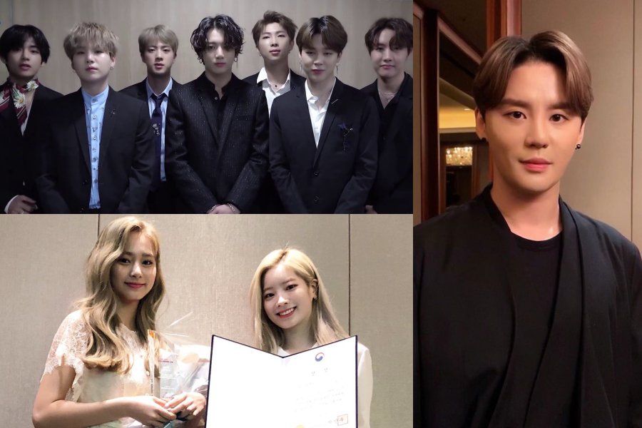 soompi's tweet photo. #BTS, #TWICE, #KimJunsu, And More Awarded Hallyu Culture Daesang At 2019 K-Expo 
https://t.co/xvcUGP9nGk https://t.co/WyMfDdTHts