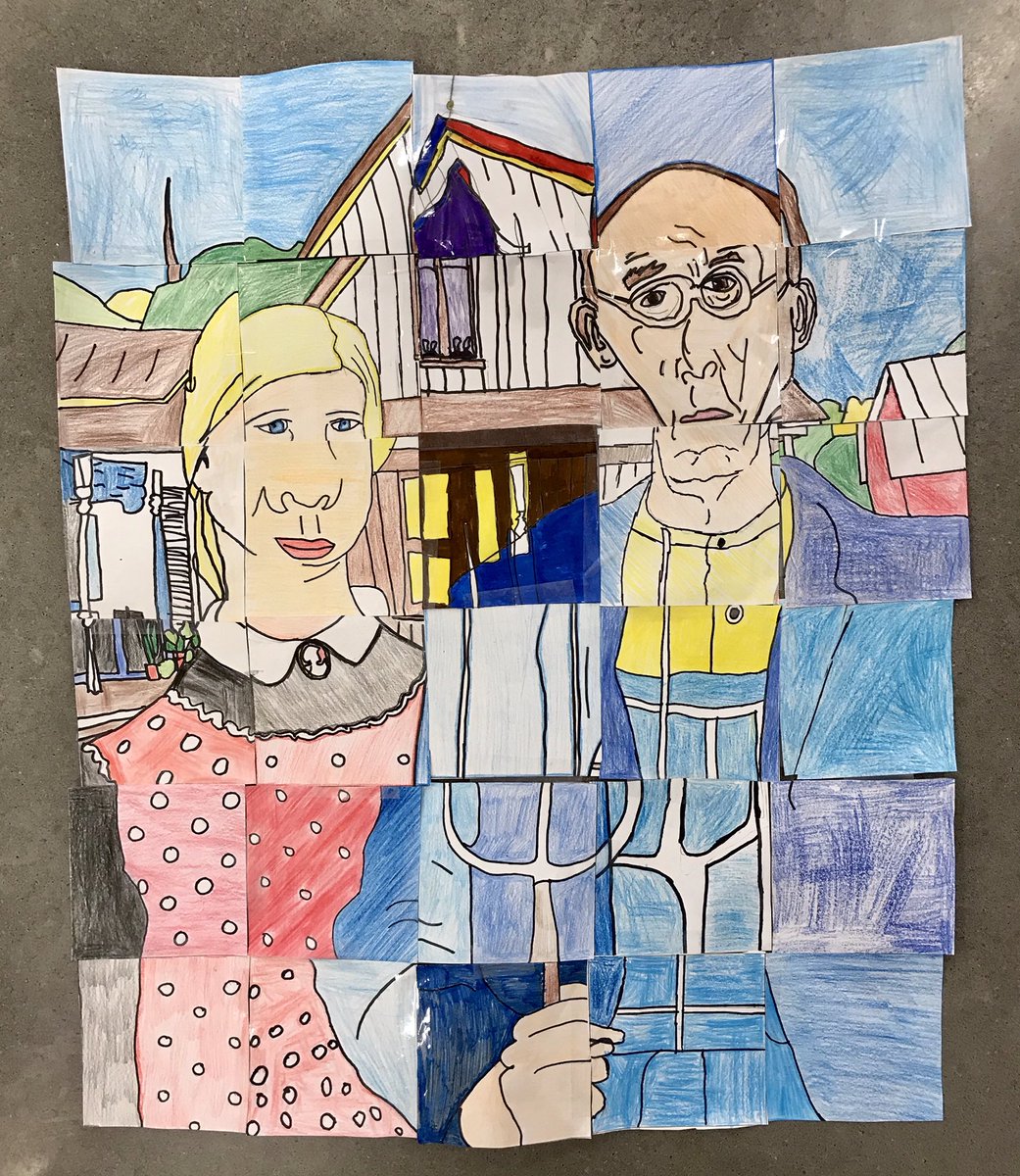 Art Around the World did some studying about American Gothic this week! We talked about parodies and created our own then did a group grid drawing! #art #arted #artclass #artaroundtheworld #arteducation #artteacher #arthistory