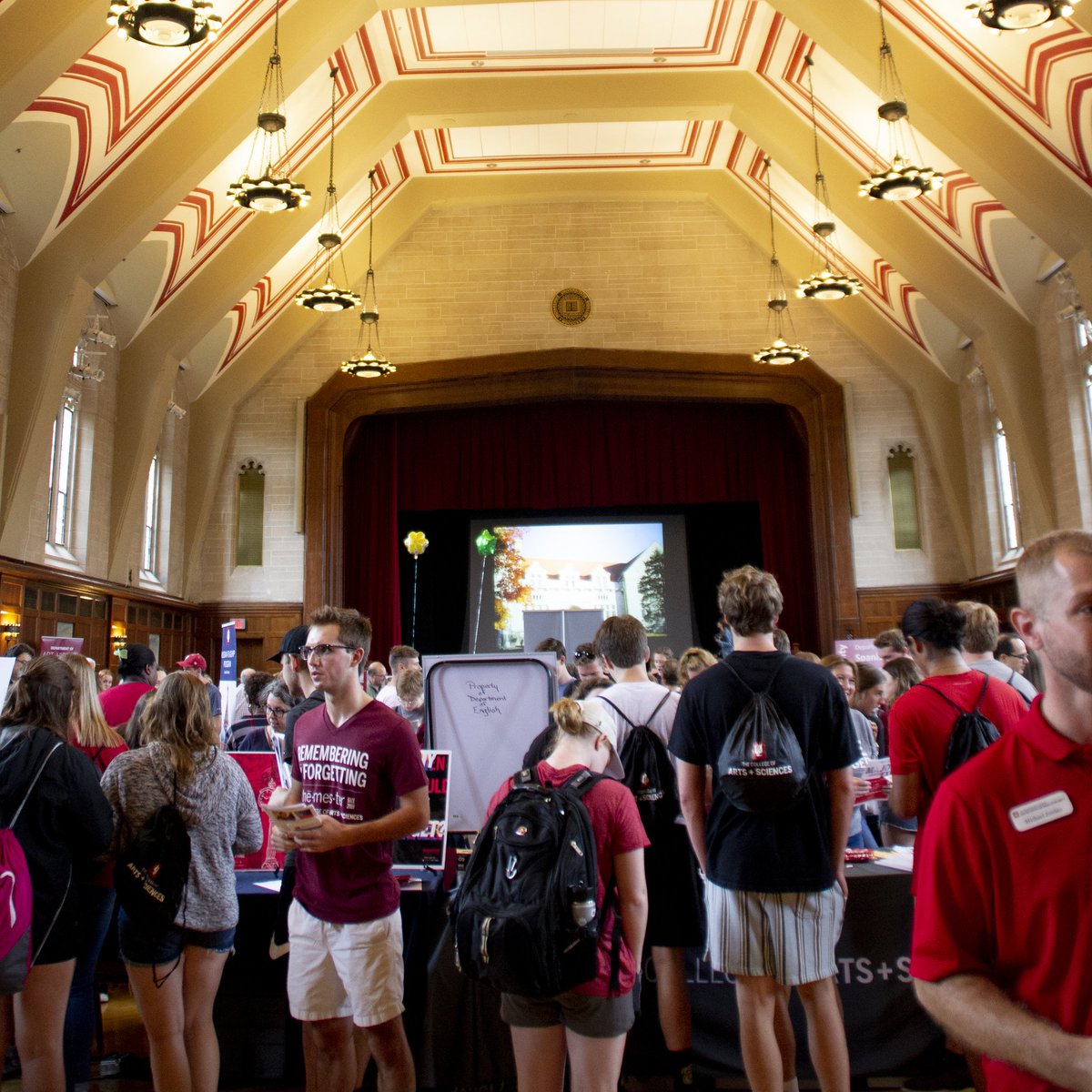 IUBThemester's tweet photo. Our #themester interns loved meeting students at our College Expo booth today! 🔴⚪️ #rememberforget #IUNSO19 @ Alumni Hall https://t.co/gk8jF7o0K9
