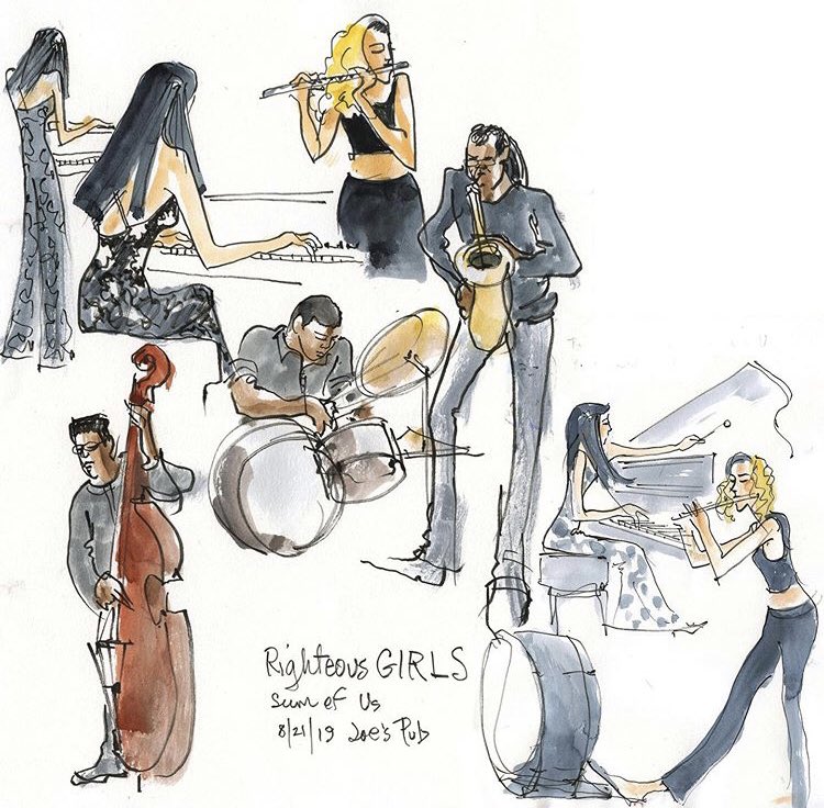 Thank youuuuu to everyone who made it out to <a href="/RighteousGIRLS/">RighteousGIRLS</a> last night at <a href="/JoesPub/">Joe’s Pub</a> &amp; to Immanuel Wilkins, Jeremy Dutton, &amp;  Nick Dunston who were on🔥🔥🔥 Such a privledge for us to create together!S/O to one of our audience members for this incredible drawing  of our set 🙏🏽