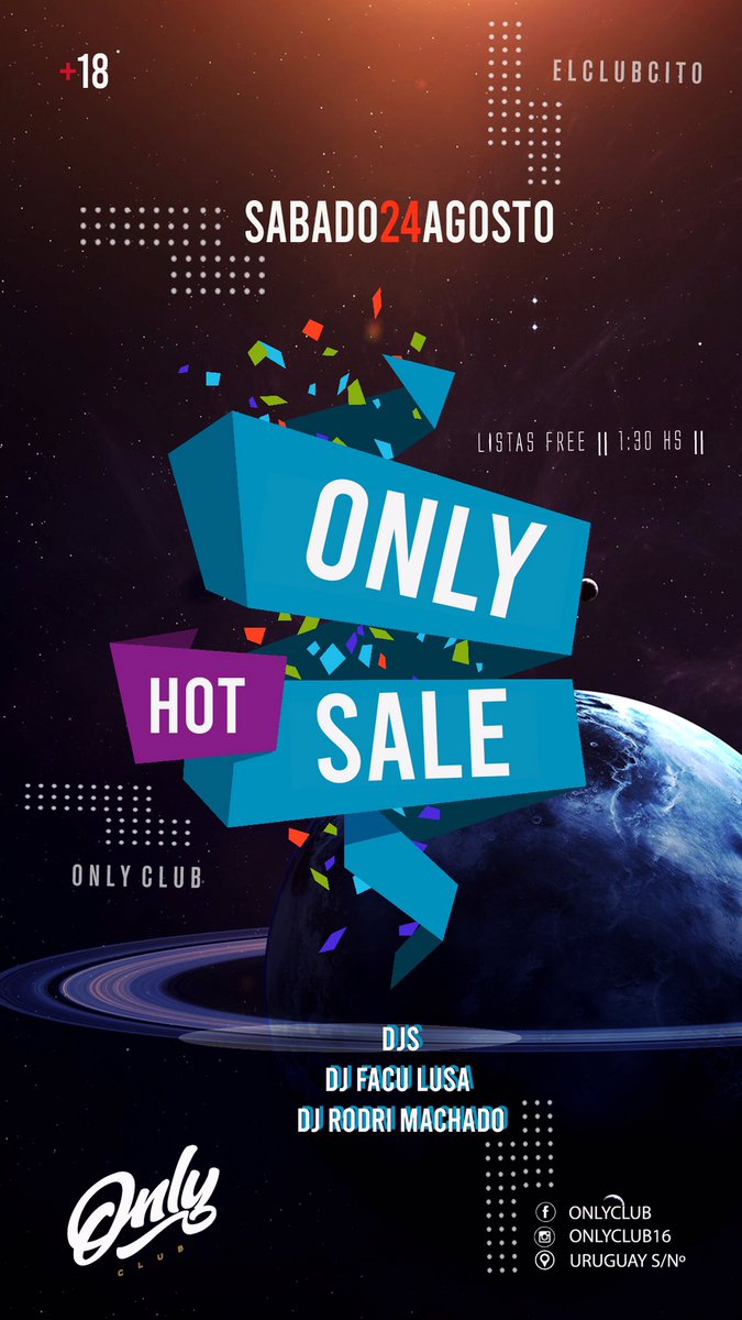 OnlyClub3's tweet photo. SABADO 24 DE AGOSTO 

*HOT SALE*💣

El clubcito te regala otra noche increible! 

*2x1 hasta las 2hs*🍺🍾

#FacuLusa B2B #RodriMachado activando tus sentidos 
ph: Ese Fernandez 📷

Listas free h/ 1:30 

#Clubcito https://t.co/51PXM67sbp