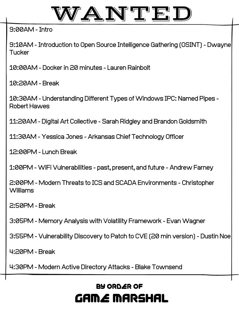 shelontbrd's tweet photo. See you tomorrow! #HackTheFort #hackers #CTF #FortSmith #Arkansas #Security #SecurityTalks #Hacking https://t.co/robUpifxrR