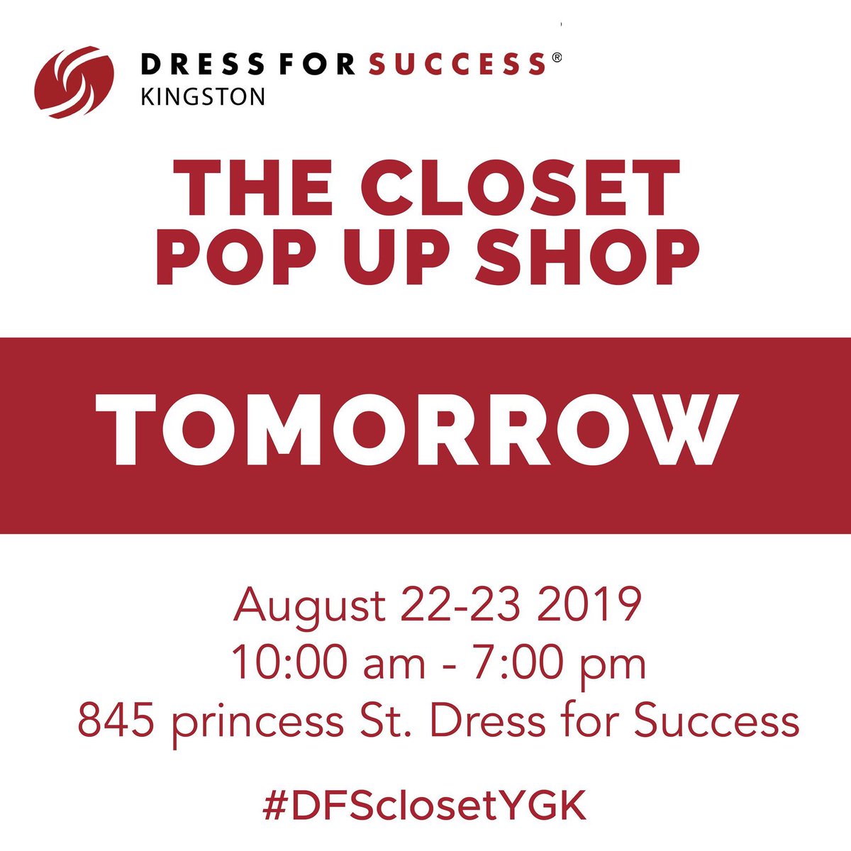 Deanna Davies On Twitter Mark Your Calendar For Tomorrow Final Day Dressforsuccess Kingston Fundraiser The Closet Shop For A New Fall Wardrobe 100 Of Funds Go Back To Dress For Success Kingston