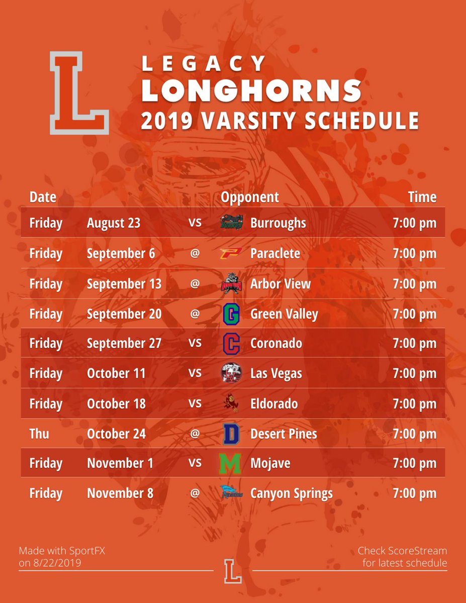 MicheleSStream's tweet photo. @Legacy_LHS your schedule is done! (DM me any mistakes). And here is a 🏈 schedule I made with SportFX, our new photo/video tool just for sports. Use it for your team! ➡️ https://t.co/wb0oltzoNf https://t.co/8PE7tMVoQA