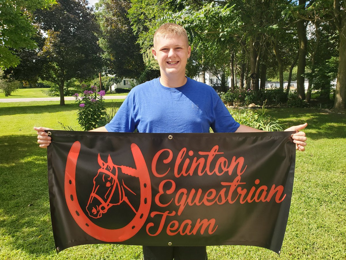 Clinton High School Equestrian team now has a banner to hang at shows! Good luck to our 5 riders this weekend at your first show... Lenawee Co Fairgrounds, start time is 8am!