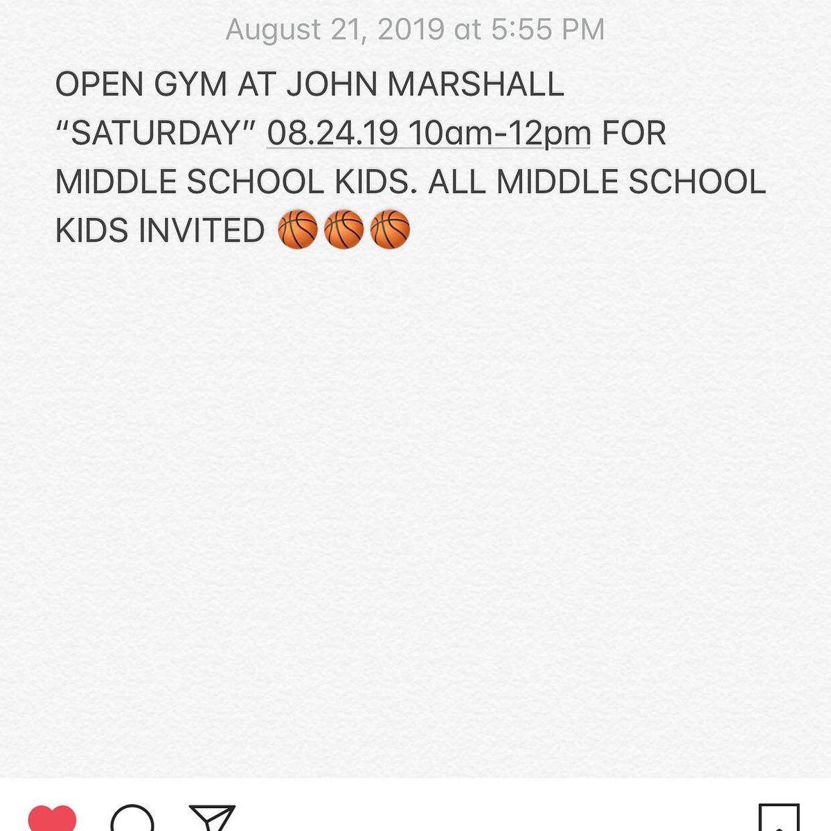 VADREAMCHASERS's tweet photo. ALL Middle School kids come out this Saturday Aug.24th to John Marshall High School from 10am-12pm for open gym 🏀 #PoweredByTeamwork https://t.co/I7DuCwpCz6
