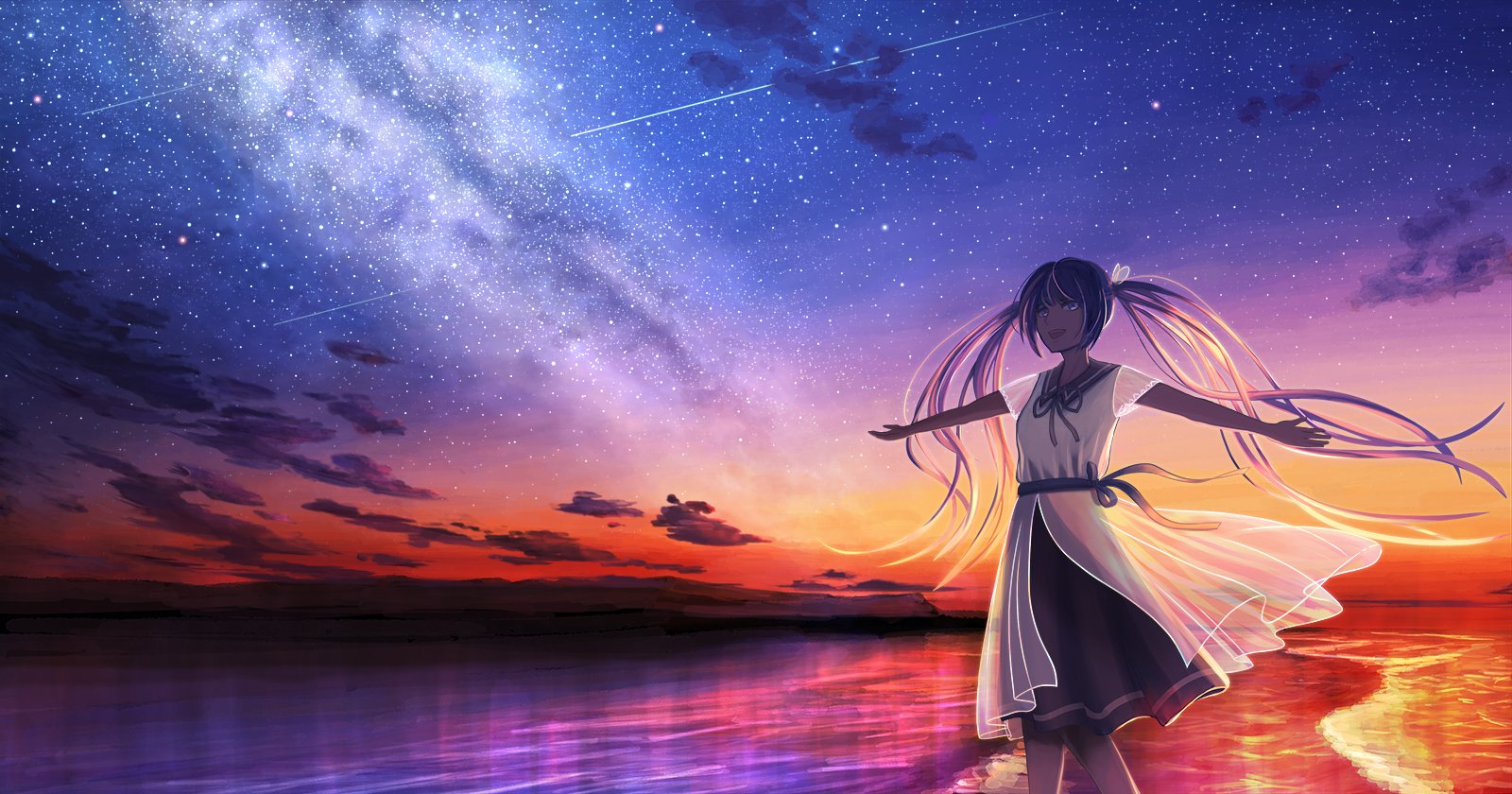 ゆーはく 過去絵ですが初音ミク 初音ミク 夕焼け T Co Z8rk3y6tt0 Twitter