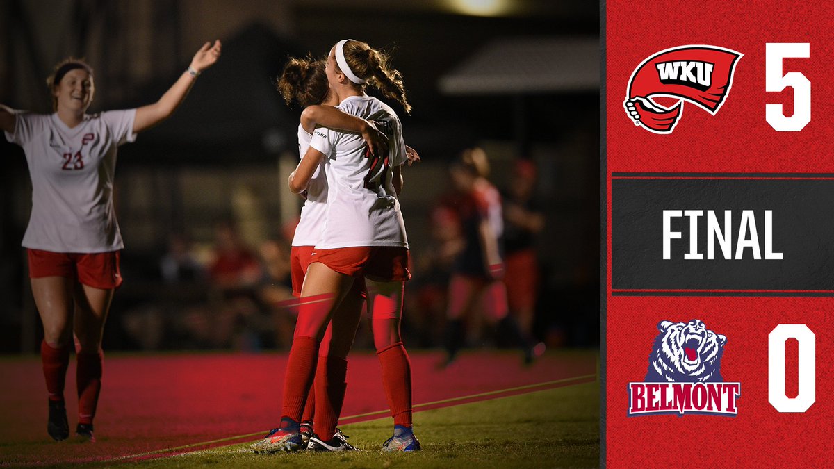 WHAT A START TO THE SEASON! Ansley Cate puts up two goals in the first 10 minutes, and Barnett, Erwin and Moore each add one to give WKU a 5-0 victory over Belmont!

Next Up: WKU at Kentucky, Sunday, 1 p.m. CT

#GoTops