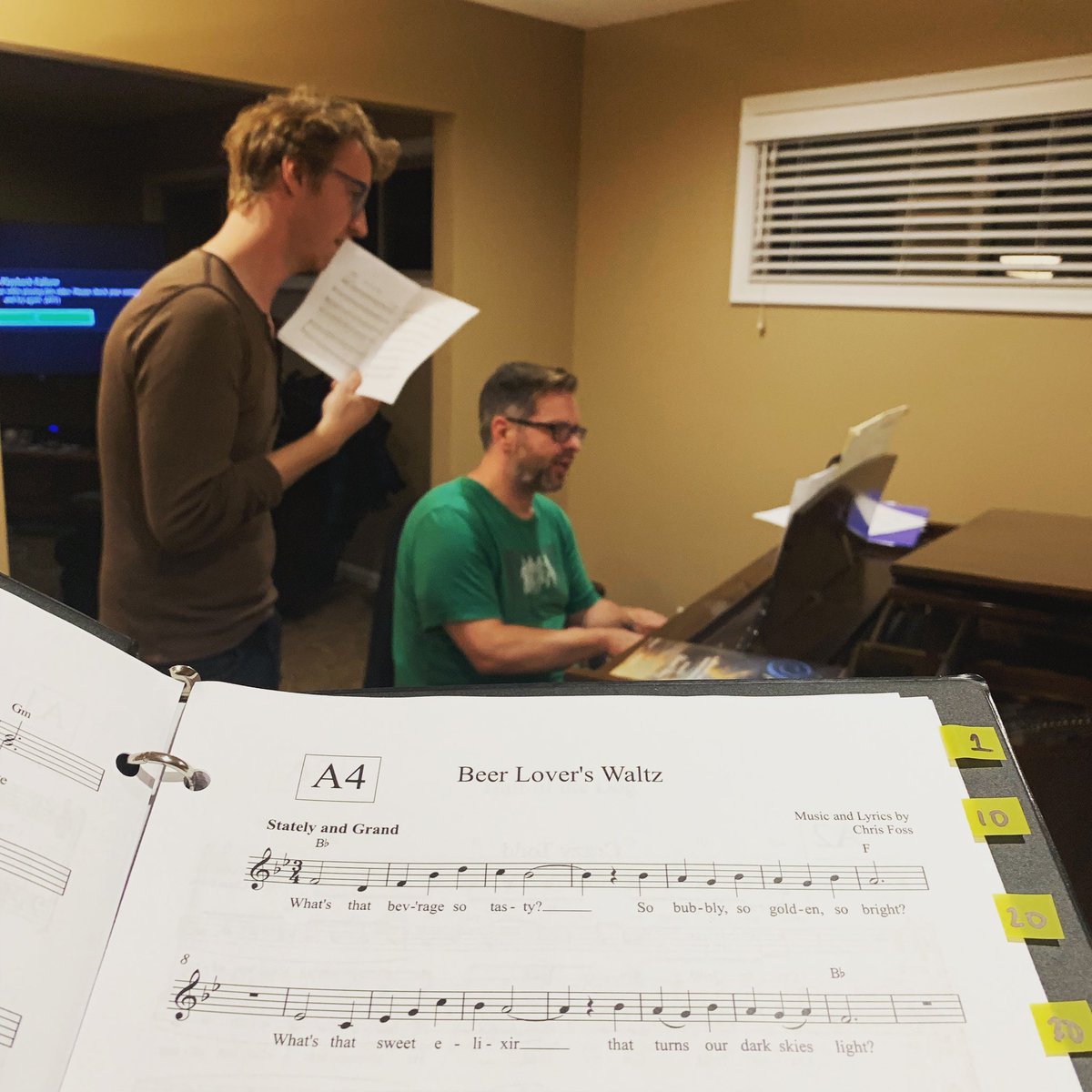Practicing some new HILARIOUS tunes for tomorrow night’s #beerchoir at JX Venue from 7-9pm in #Stillwater!! 😂😂 Kudos to song leader Chris Foss for writing some excellent new hymnal additions. We’re excited to share them with you tomorrow! 🎶🍺😁