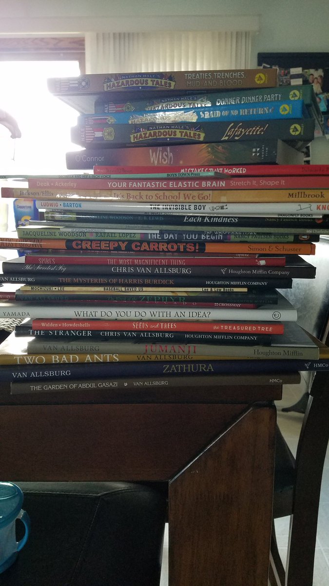 Nicki_Wilson_'s tweet photo. I just got a very generous gift today from one person! My excitement is through the roof to share these books with my students this year. So many of these books I have had to go to the public library for or find read alouds of them on YouTube because of the expense. #clearthelist https://t.co/7AwGkEWmsH