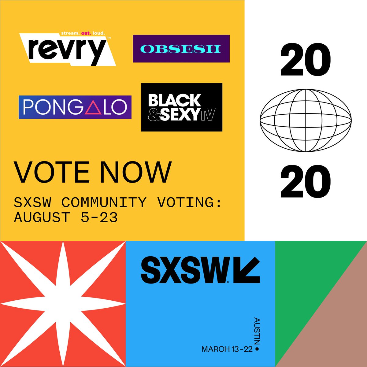 BlackandSexyTV's tweet photo. VOTE NOW! and make our panel #1 at @sxsw 2020 ๐๐พ Support independent networks!
https://t.co/ZpNviaEHFd
@pongalo @revrytv #obsesh #sxsw2020 https://t.co/LTTidZ7yUq