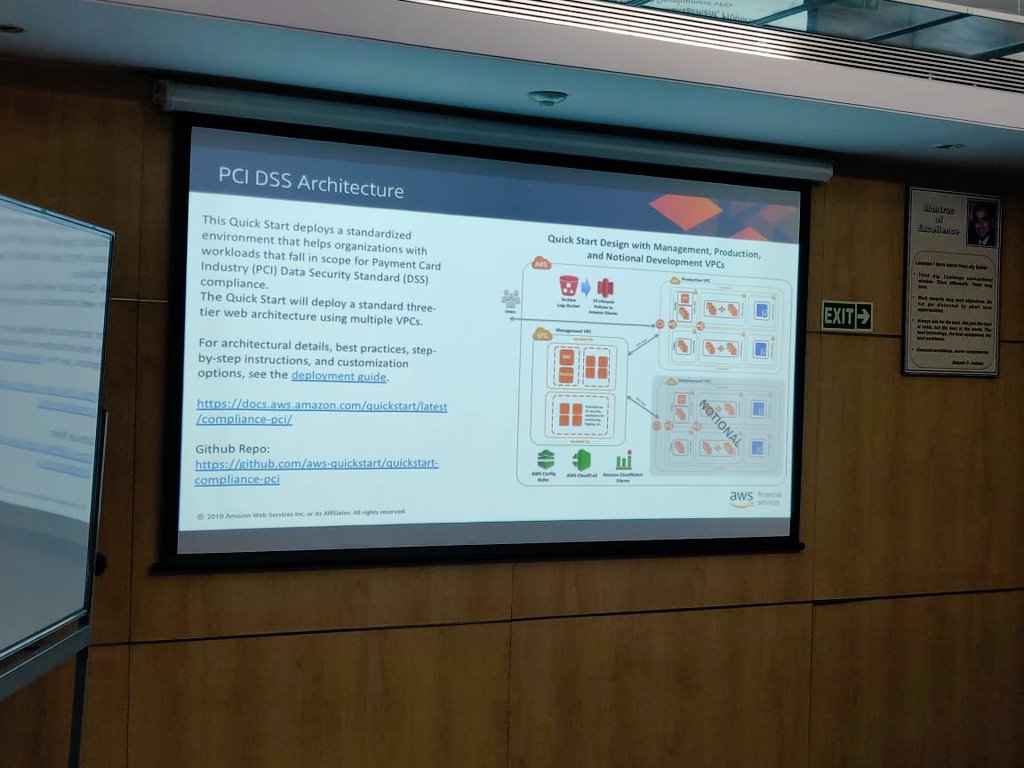 JioGenNext's tweet photo. Amaze us! @SanLaxman, Head, Fintech Business Development @ Amazon Internet Services explaining PCI DSS and the plethora of services startups can avail from @AWSCloud #FintechBasecamp https://t.co/95TbYuXcL0