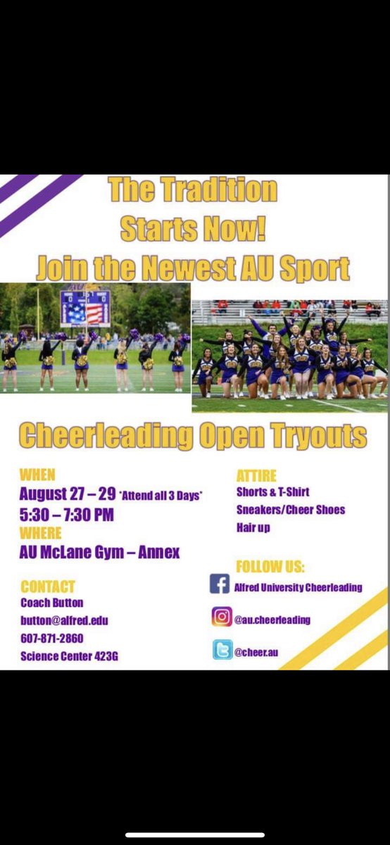 cheer_au's tweet photo. Open Cheer Tryouts are this coming week! Contact Coach Button with inquiries. https://t.co/LrJacmBdNk