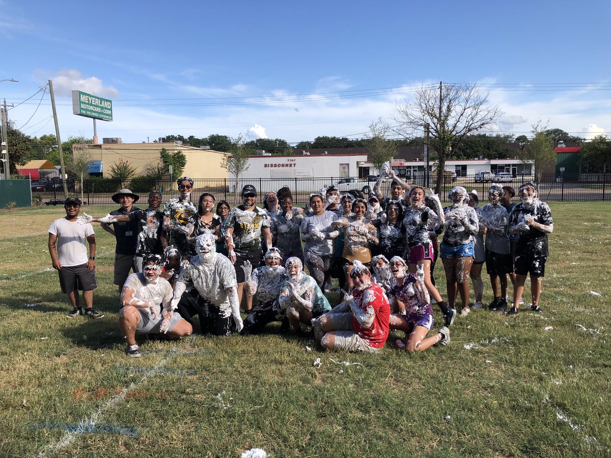 Sharpstownband's tweet photo. Last day of summer band... shaving cream galore!!! We had a blast celebrating the end of our summer band camp and the start of the upcoming school year! #notinmyeyes #getburke #getflores #sollopadnab #iamsharpstown @iamsharpstown https://t.co/87w6Wkhdpe