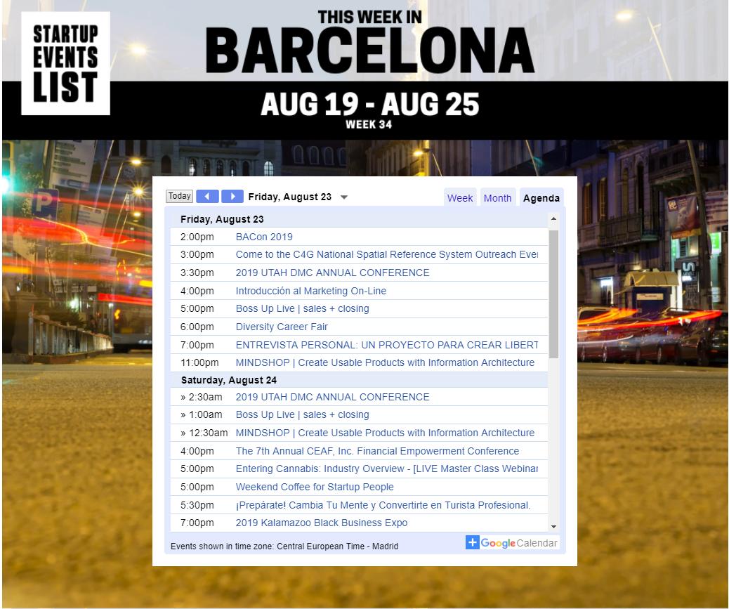 Friday's startup and tech events coming up in Barcelona. Get invites at startupeventslist.com/barcelona

#Barcelona #Spain #startups #tech