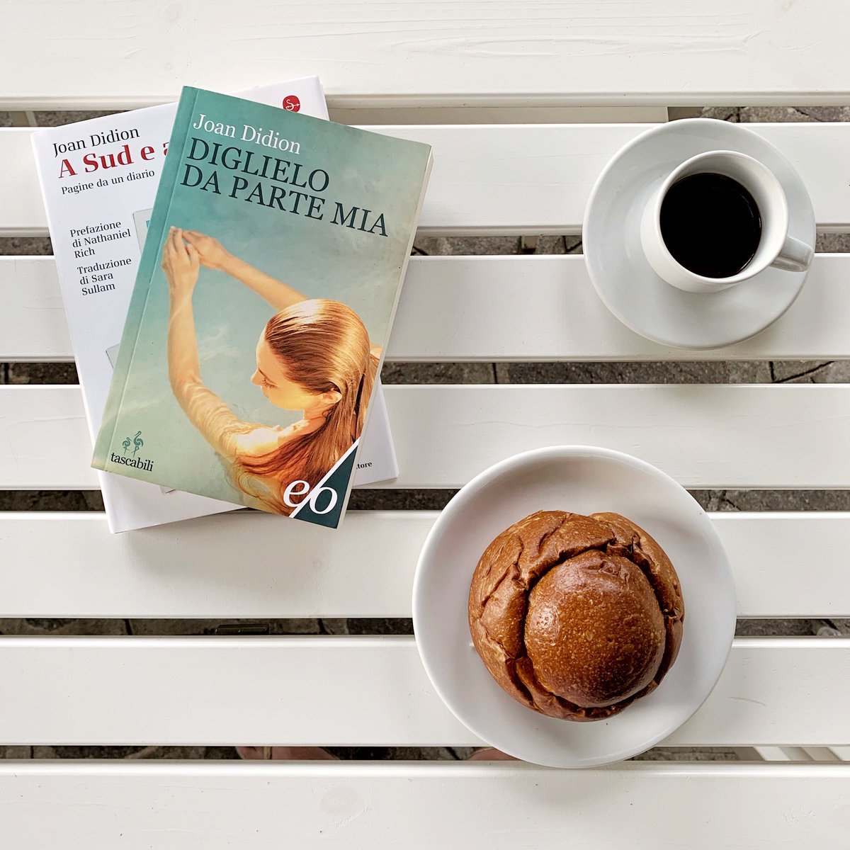 coquigna's tweet photo. Facciamo che finché non ho finito di leggere questi due libri le vacanze non possono finire. #DiglieloDaParteMia @EdizioniEO #ASudEAOvest @ilSaggiatoreEd  #JoanDidion https://t.co/tWSkpaF9kj https://t.co/8aQxc45Zvy