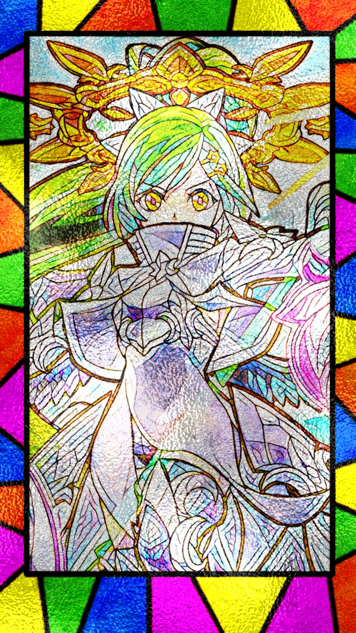 Len 加工 獣神化 ガブリエル ステンドグラス風の壁紙です 保存はご自由にどうぞ Len加工 T Co Yphoraavrs Twitter