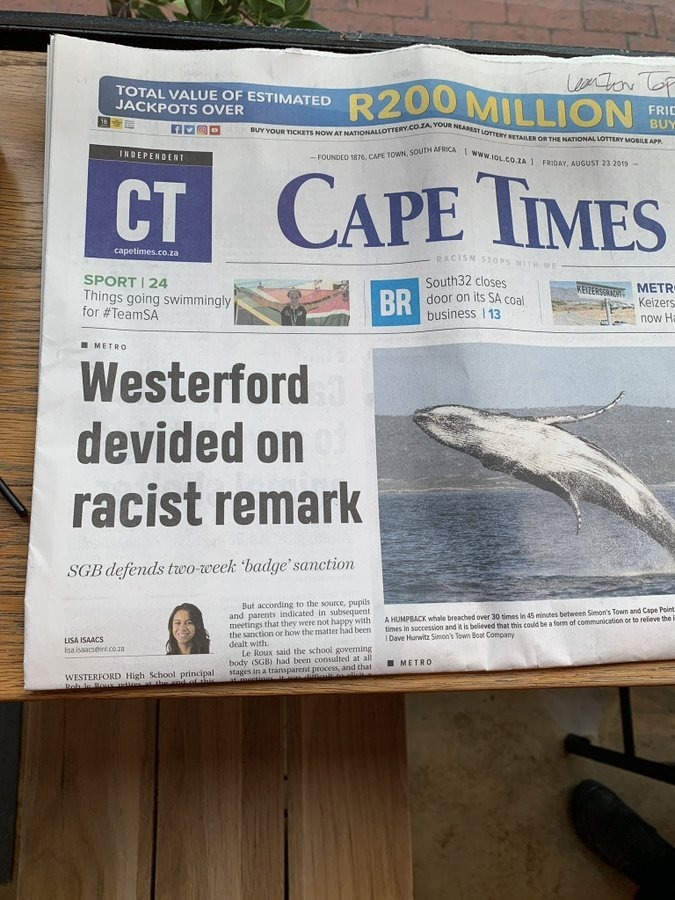 benpooler's tweet image. This is a new low for @CapeTimesSA @IOL.

Basic spelling errors in front page headline.
#devided