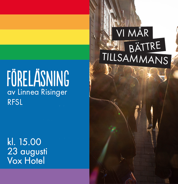 JonkopingQomUt's tweet photo. "Trygga rum och hållbart engagemang" om psykisk hälsa och suicidprevention för hbtq-personer .Vi pratar alltmer om hållbart engagemang i civilsamhället och om hur vi tar hand om varandra. Gratis,ingen anmälan behövs.

Arr: RFSL @VoxHotel 

#jkpgpride2019  #rfsl #suicidprevention https://t.co/WKUB5jPNox