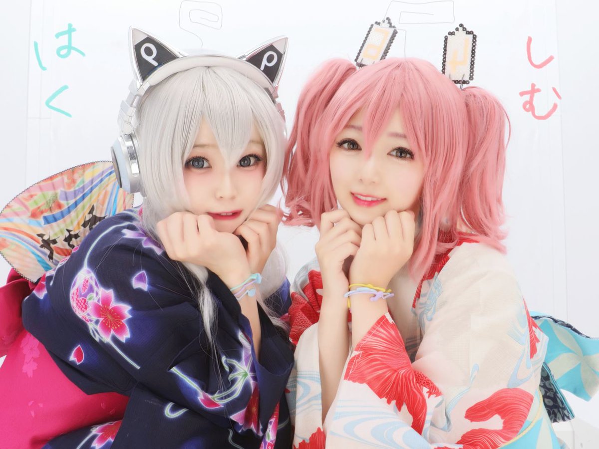 いぬぴぴ ちゃまもトゥイートしてたけど ピンク髪 白浴衣 白髪 紺浴衣って相性よすぎん しむはくっぽいし ちゃまぴぴっぽいし 打ち合わせ無しでこれはさすがとしか言いようがないんだよな そしてアオハル 浴衣プリに最適すぎぃ