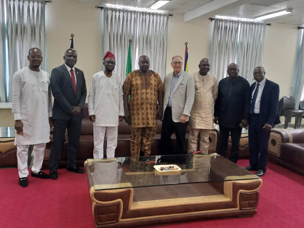 LASUOfficial's tweet photo. The Vice Chancellor, Prof. Olanrewaju Fagbohun, SAN, is set to receive an Education Award of Excellence from the Mayor of Newark City, New Jersey. 
An Award advance team which had as members Otunba Tai Balofin, Mr Robert Brunner and Amb Edward Olutoke was in LASU on Thurs. https://t.co/o9MbVE3IyM