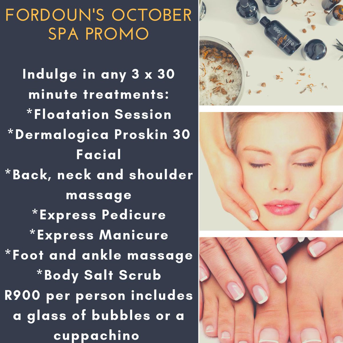 Fordoun01's tweet photo. Fordoun's October Spa promo is a must!

https://t.co/xMlj8AYz2B

#midlandsspa #dayspa #pamper #massage #spa #midlandsmeander #kznmidlands https://t.co/tvGXeNW8Sz