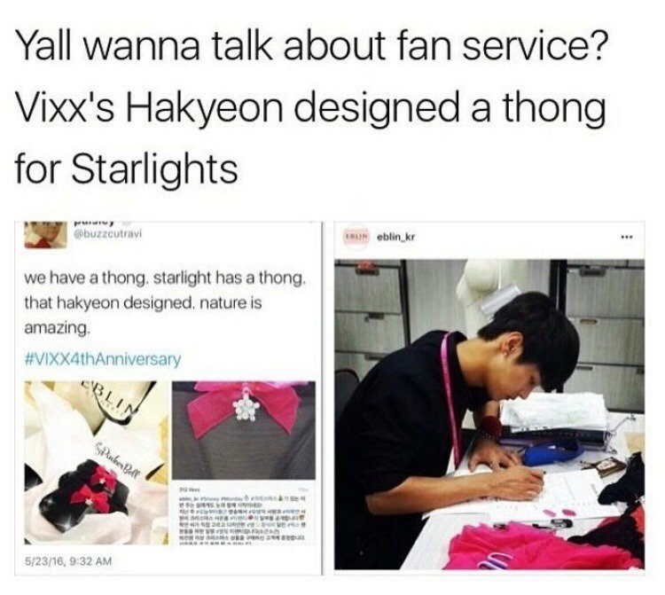 HELP apparently Vixx's N (Hakyeon) designed thongs for their fans